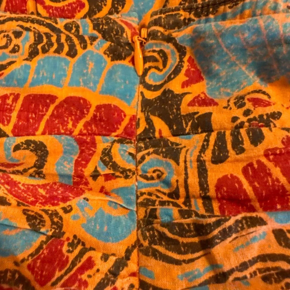 Anthropologie Moulinette Soeurs Rope Halter Dress Orange Blue Batik Print Size 6 - Picture 6 of 10